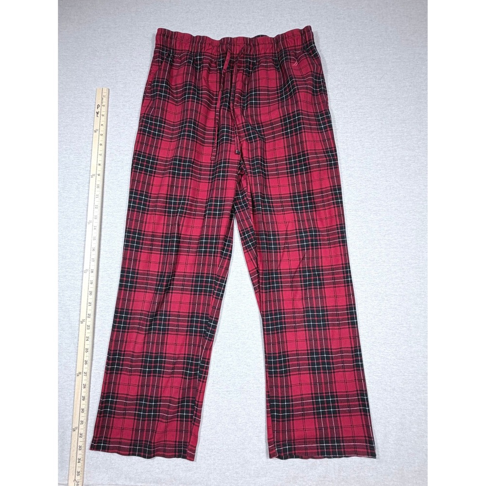 Nautica Sleepwear Mens Red Black Plaid Pajama Pants Size Medium Lounge Bottoms